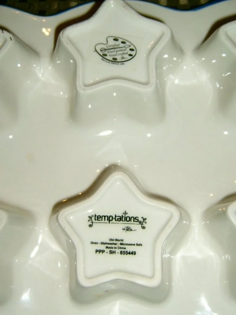Temptations By Tara Old World Purple Floral Star-Shaped Ceramic Muffin Pan